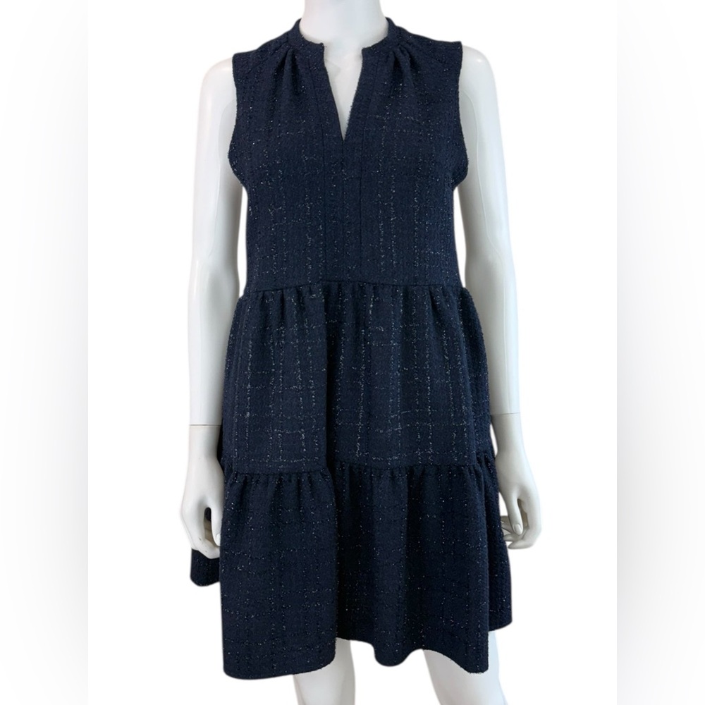 AMANDA UPRICHARD Navy Tweed Cocktail Dress Size S F0729